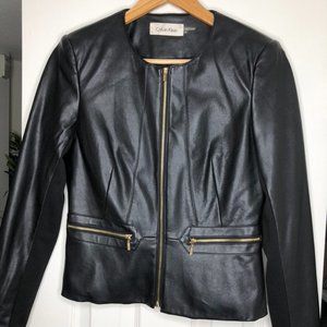 COPY - Calvin Klein Leather Jacket with Gold Zipp…